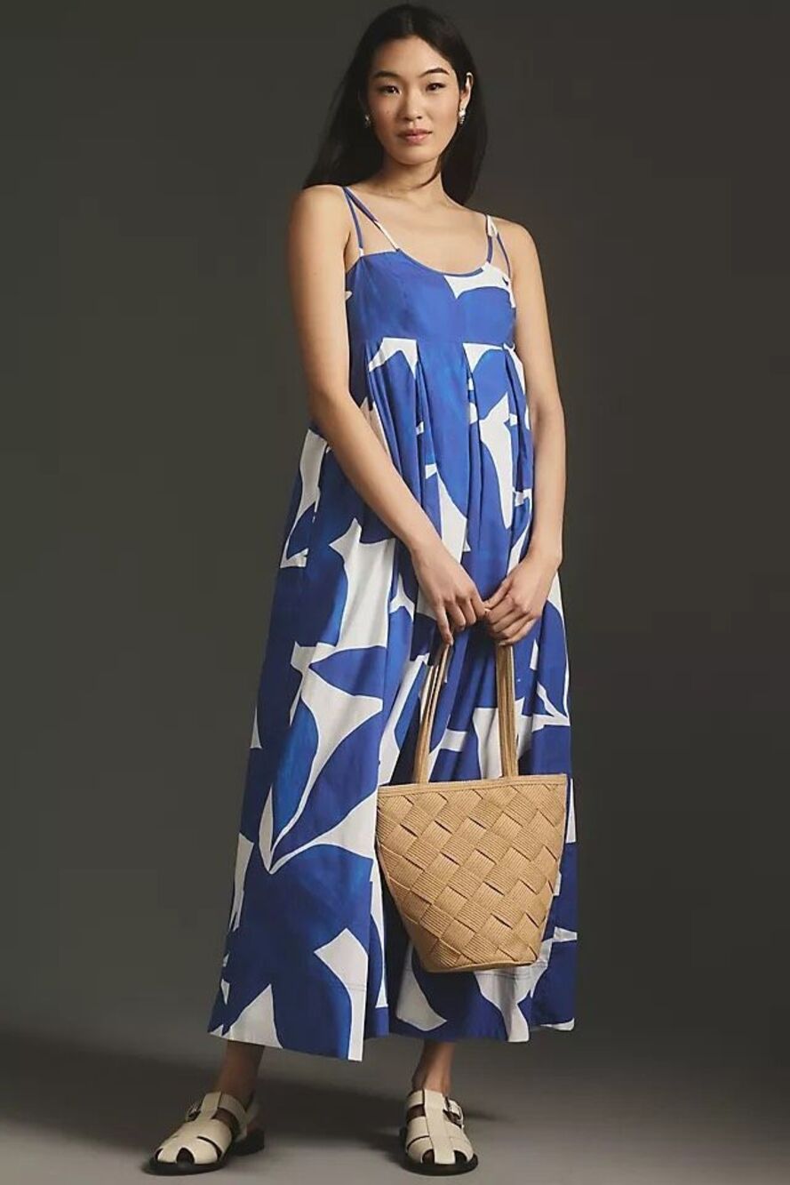 NWOT Flawed Anthropologie By Anthropologie Printed Babydoll Smock Maxi Dress XS